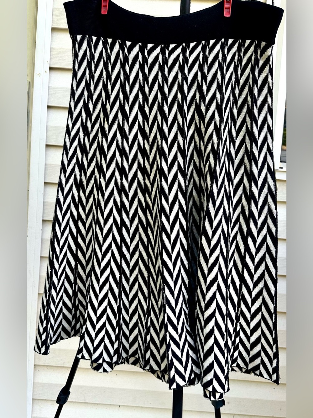 Cato Black & White Chevron Circle Skirt - Picture 1 of 8
